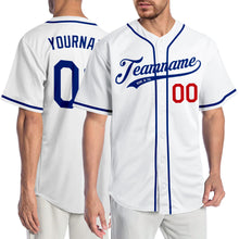 Load image into Gallery viewer, Custom White Royal-Red Authentic Baseball Jersey
