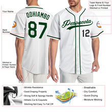 Load image into Gallery viewer, Custom White Green-Black Authentic Baseball Jersey
