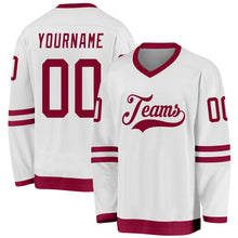 Load image into Gallery viewer, Custom White Maroon Hockey Jersey
