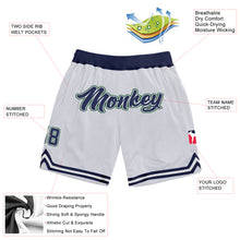 Load image into Gallery viewer, Custom White Navy-Hunter Green Authentic Throwback Basketball Shorts
