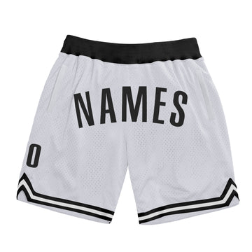 Custom White Black Authentic Throwback Basketball Shorts