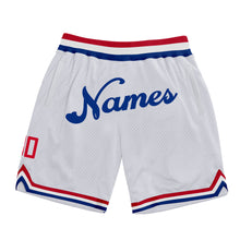 Load image into Gallery viewer, Custom White Royal Authentic Throwback Basketball Shorts
