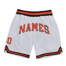 Load image into Gallery viewer, Custom White Orange-Black Authentic Throwback Basketball Shorts
