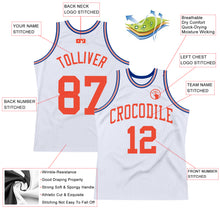 Load image into Gallery viewer, Custom White Orange-Royal Authentic Throwback Basketball Jersey
