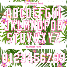Load image into Gallery viewer, Custom White White-Pink 3D Pattern Design Tropical Palm Leaves Authentic Baseball Jersey
