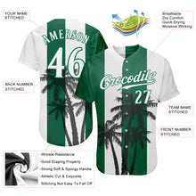 Load image into Gallery viewer, Custom White White-Kelly Green 3D Pattern Design Hawaii Coconut Trees Authentic Baseball Jersey

