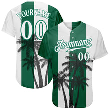 Load image into Gallery viewer, Custom White White-Kelly Green 3D Pattern Design Hawaii Coconut Trees Authentic Baseball Jersey

