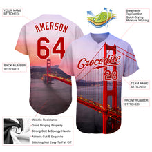 Load image into Gallery viewer, Custom White Red-White 3D Pattern Design Golden Gate Bridge Authentic Baseball Jersey
