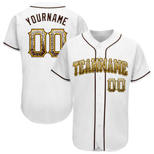Load image into Gallery viewer, Custom White Brown-Gold Authentic Drift Fashion Baseball Jersey
