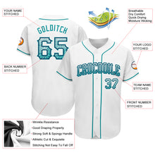 Load image into Gallery viewer, Custom White Teal-Navy Authentic Drift Fashion Baseball Jersey
