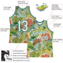 Load image into Gallery viewer, Custom White White-Kelly Green 3D Pattern Hawaii Palm Trees Authentic Basketball Jersey
