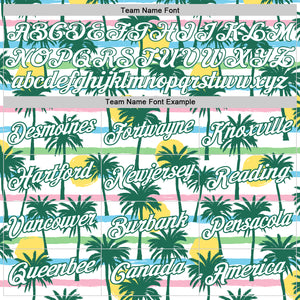 Custom White White-Kelly Green 3D Pattern Hawaii Palm Trees Authentic Basketball Jersey