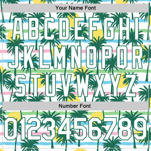 Custom White White-Kelly Green 3D Pattern Hawaii Palm Trees Authentic Basketball Jersey